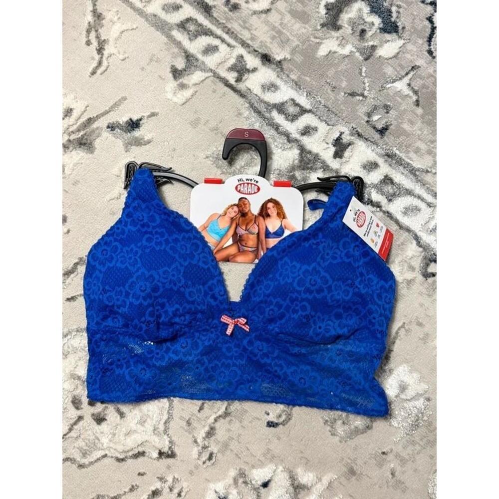 Parade Lace Plunge Longline Bralette Royal Blue Size Small